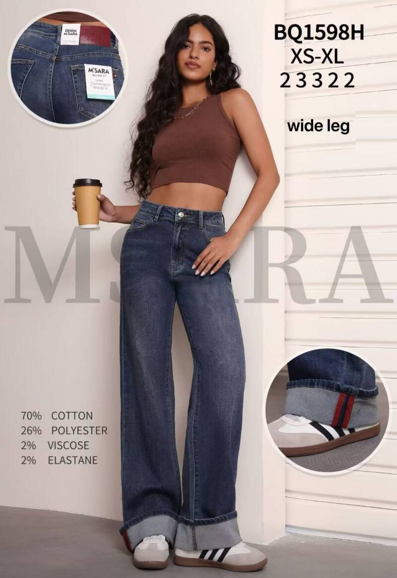 Spodnie jeansy damskie Roz XS-XL, 1 Kolor Paczka 12 szt